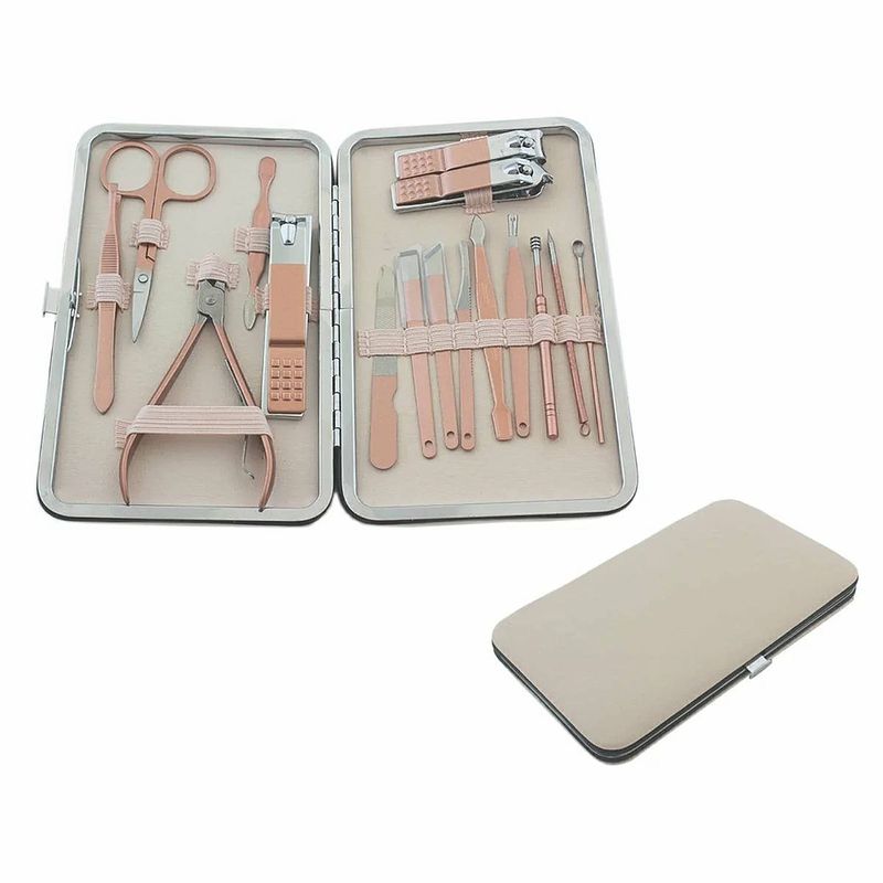 Foto van Manicure set pedicure set 16 delig - voor het perfect stylen van je nagels - rosé goud