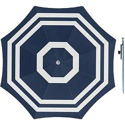 Foto van Parasol - blauw/wit - d180 cm - incl. draagtas - parasolharing - 49 cm - parasols