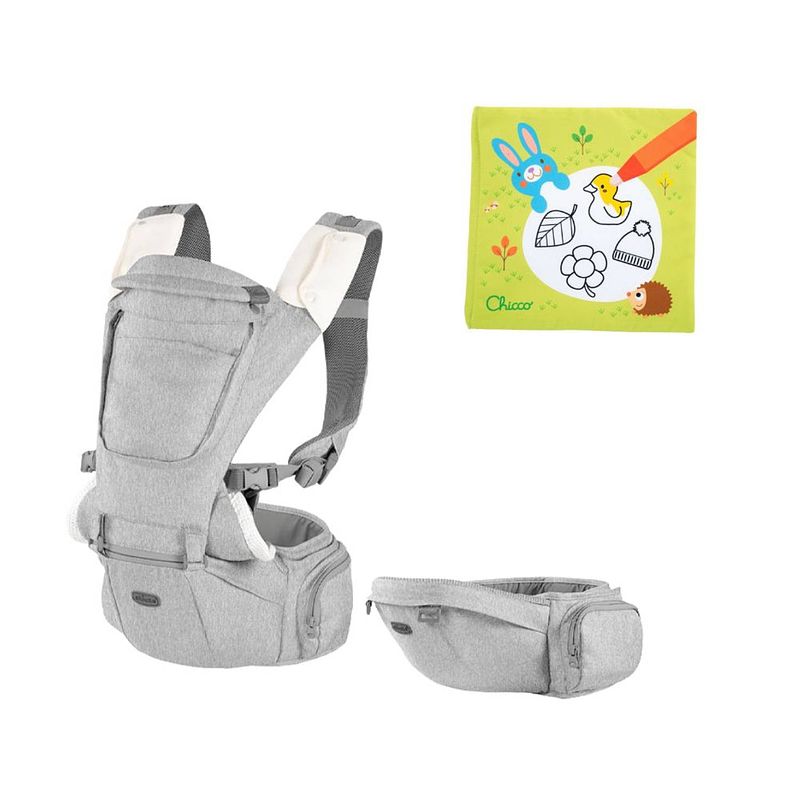 Foto van Chicco bundel - draagzak hip seat - hazelwood & babyboekje - kleuren met water - seizoenen