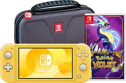 Foto van Nintendo switch lite geel + pokémon violet + bigben beschermtas