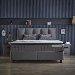 Foto van 2-persoons boxspring met opbergruimte birdybedd - antraciet - antraciet 160x200 cm - pocketveringen - inclusief topper - dekbed-discounter.nl