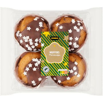 Foto van Jumbo muffins met sterretjes en chocoladestukjes 4 stuks