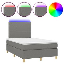 Foto van The living store boxspring bed - donkergrijs - 203 x 120 x 118/128 cm - verstelbaar hoofdbord - led-verlichting -