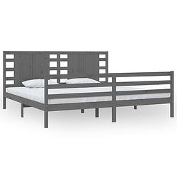 Foto van The living store - bedframe - grijs - 205.5 x 205.5 x 69.5 cm - massief grenenhout