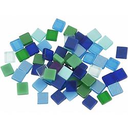 Foto van 395x stuks mozaiek tegels kunsthars groen/blauw 5 x 5 mm - mozaiektegel