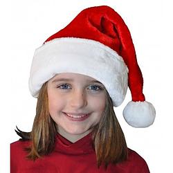 Foto van 10x pluche luxe kerstmutsen rood/wit voor kinderen - kerstmutsen