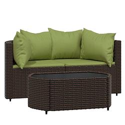 Foto van Vidaxl 3-delige loungeset met kussens poly rattan bruin