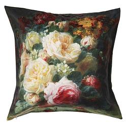 Foto van Clayre & eef kussenhoes 45*45 cm geel polyester vierkant bloemen sierkussenhoes kussen hoes geel sierkussenhoes kussen