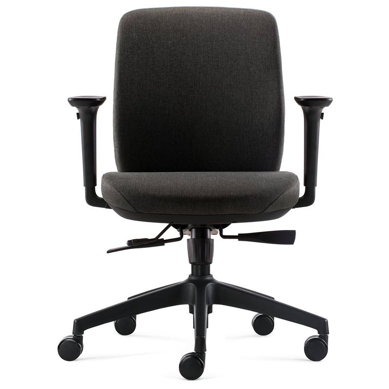 Foto van 24designs vesta ergo-4 ergonomische bureaustoel en1335 - donkergrijze stof - zwart onderstel