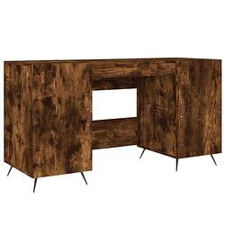 Foto van The living store bureau 140x50x75 cm bewerkt hout gerookt eikenkleurig - bureau