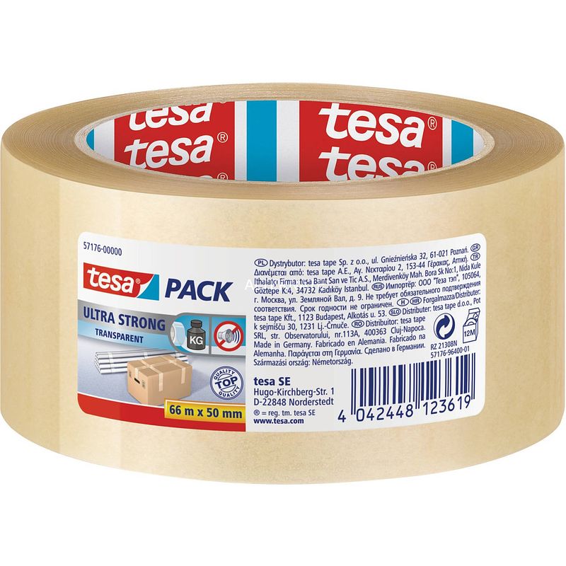 Foto van 3x tesa doorzichtige verpakkingstape extra sterk 66 mtr x 50 mm - tape (klussen)