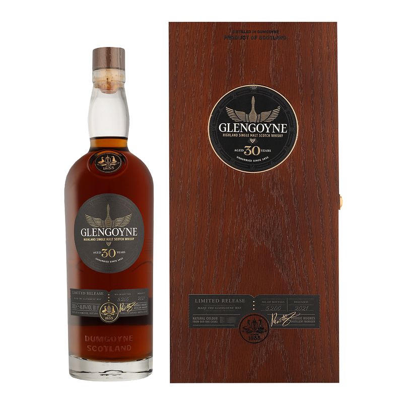 Foto van Glengoyne 30 years limited 2021 + wooden gb 70cl whisky + giftbox