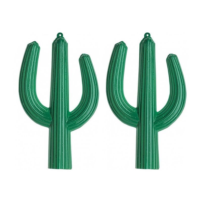 Foto van 2x stuks pvc mexicaanse thema decoratie 3d cactus 62 x 37 cm - feestdecoratievoorwerp