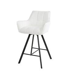 Foto van Giga meubel - barstoel wit - bouclé - draaibaar - stoel raster