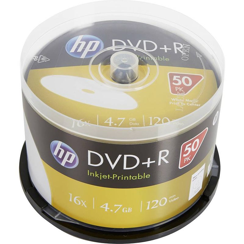 Foto van Hp dre00026wip dvd+r disc 4.7 gb 50 stuk(s) spindel bedrukbaar