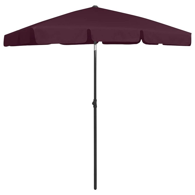 Foto van The living store strandparasol - bordeauxrood - polyester - 232 cm - uv-beschermend