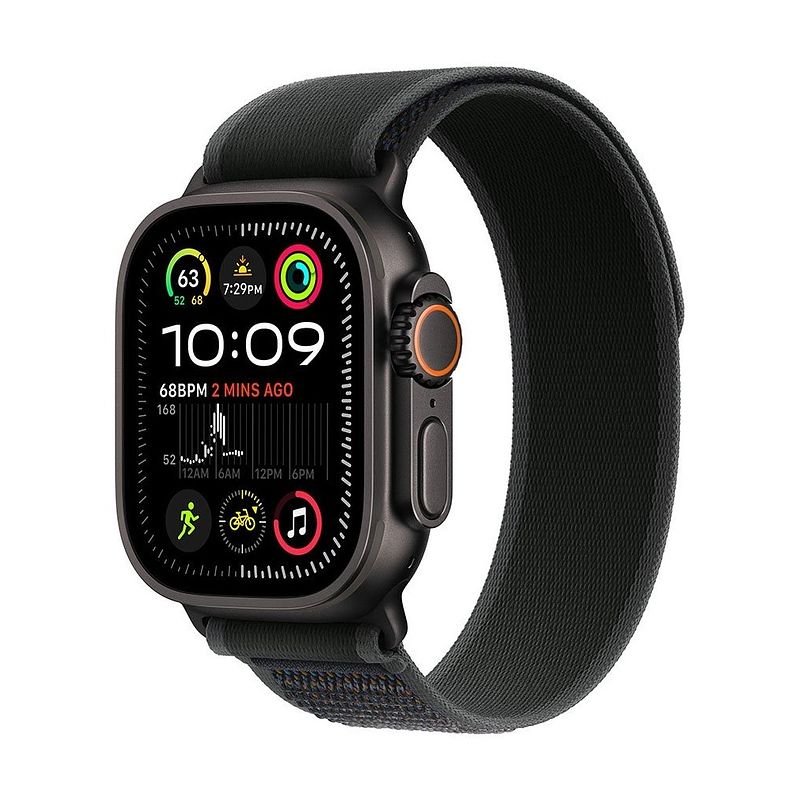 Foto van Apple watch ultra 2 gps + cellular 49mm titanium case met trail loop - s/m smartwatch zwart