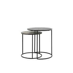 Foto van Side table s/2 41x46+49x52 cm rengo texture black+ant bron