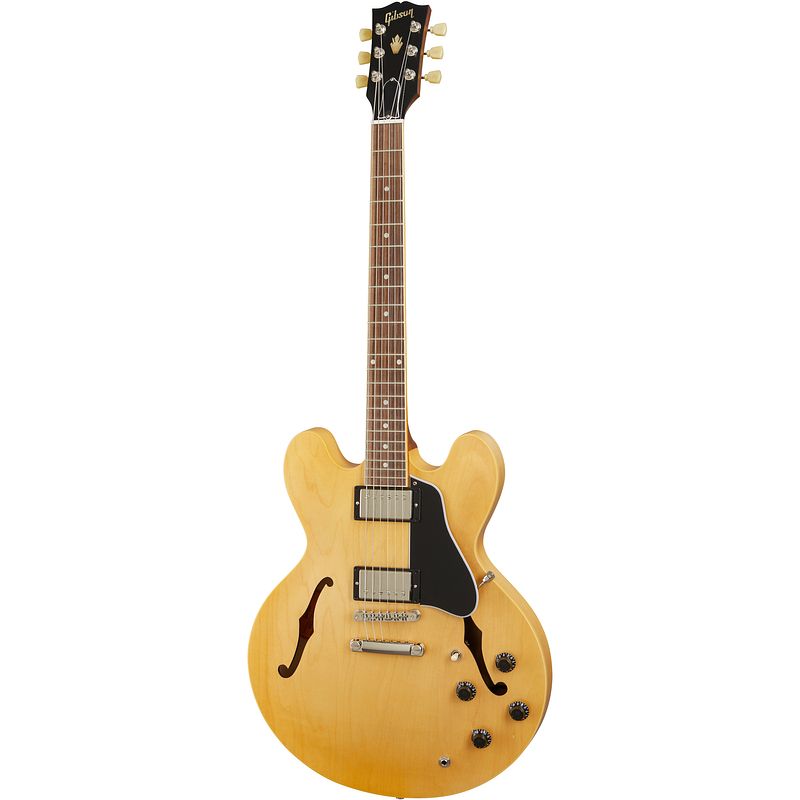 Foto van Gibson modern collection es-335 satin vintage natural semi-akoestische gitaar met koffer