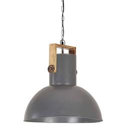 Foto van The living store hanglamp industrieel - 154 cm - grijs ijzer en mangohout