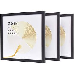 Foto van Vinyl lp platen wissellijst - frame lijst voor inlijsten lp vinyl elpee platen - hout - zwart - 3 stuks
