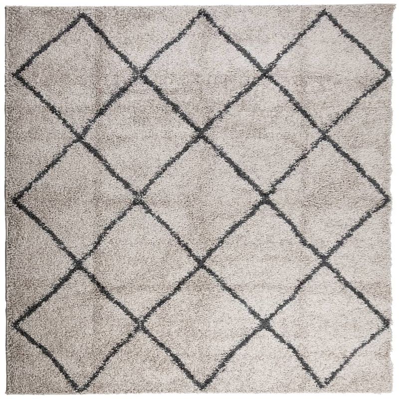 Foto van Vidaxl vloerkleed pamplona shaggy hoogpolig 120x120 cm beige antraciet