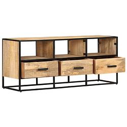 Foto van The living store televisiemeubel rustiek mangohout - 110x30x45 cm - 3 lades en 3 schappen