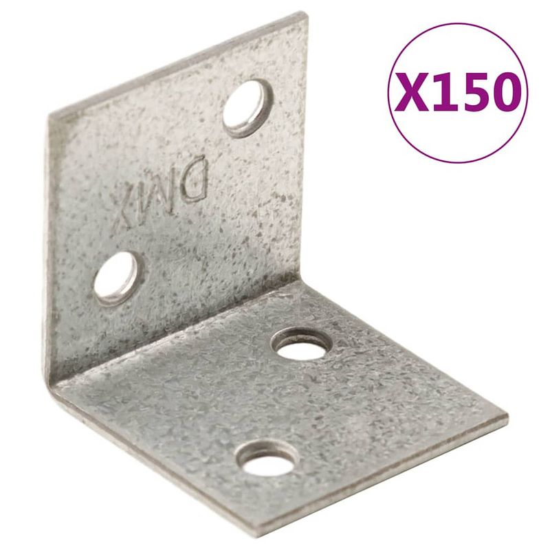 Foto van Vidaxl hoekbeugels 150 stuks 30x25x30 mm gegalvaniseerd staal 2 mm dik