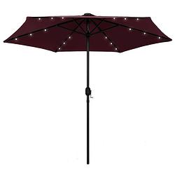 Foto van Vidaxl parasol met led-verlichting aluminium paal 270 cm bordeauxrood