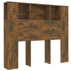 Foto van The living store wandhoofdbordkast - gerookt eiken - 120 x 18.5 x 104.5 cm - bewerkt hout