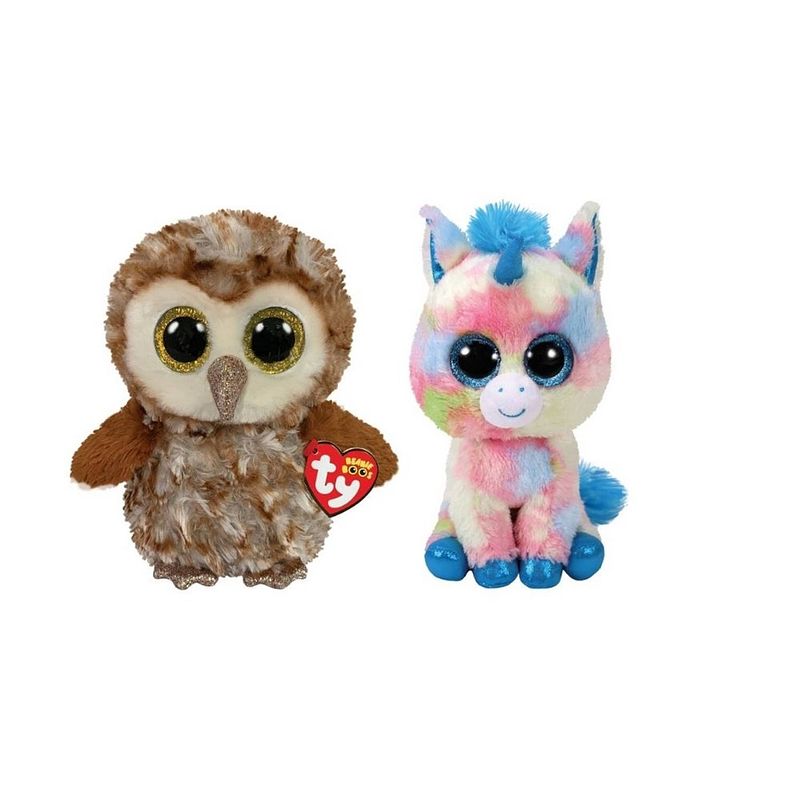 Foto van Ty - knuffel - beanie buddy - percy owl & blitz unicorn