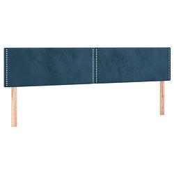 Foto van The living store hoofdeind donkerblauw 180 x 5 x 78/88 cm - fluweel - houten poten - verstelbare hoogte - klassiek