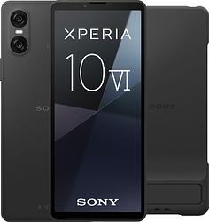 Foto van Sony xperia 10 vi 128gb zwart 5g + sony back cover zwart met standaard