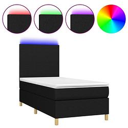 Foto van The living store boxspring bed - led - pocketvering - huidvriendelijk - zwart - 203 x 90 x 118/128 cm