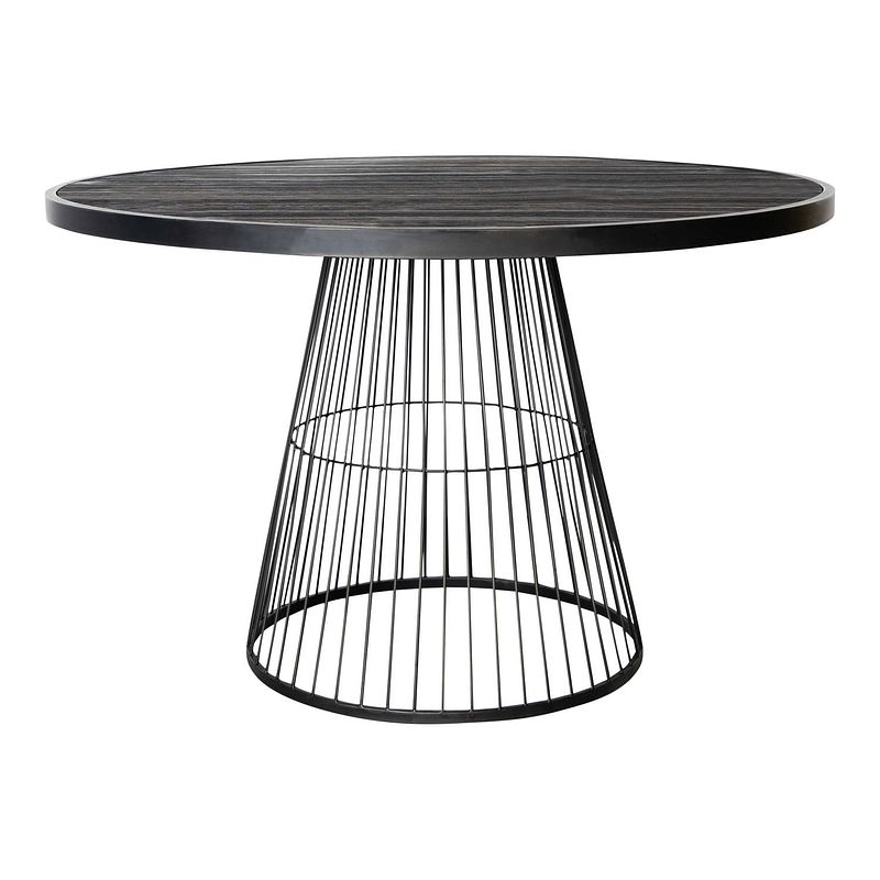 Foto van Ptmd ginna black metal coffee table cone foot round