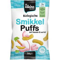 Foto van De kleine keuken biologische smikkel puffs met banaan & wortel 7+ maanden 30g bij jumbo