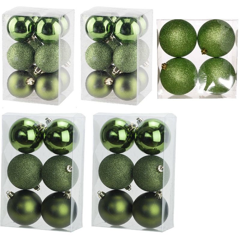 Foto van Kerstversiering set kerstballen appelgroen 6 - 8 - 10 cm - 40x stuks - kerstbal