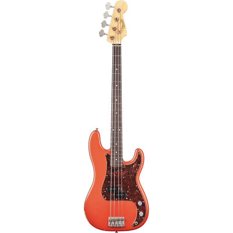 Foto van Fender pino palladino signature precision bass rw fiesta red over desert sand met deluxe koffer en coa