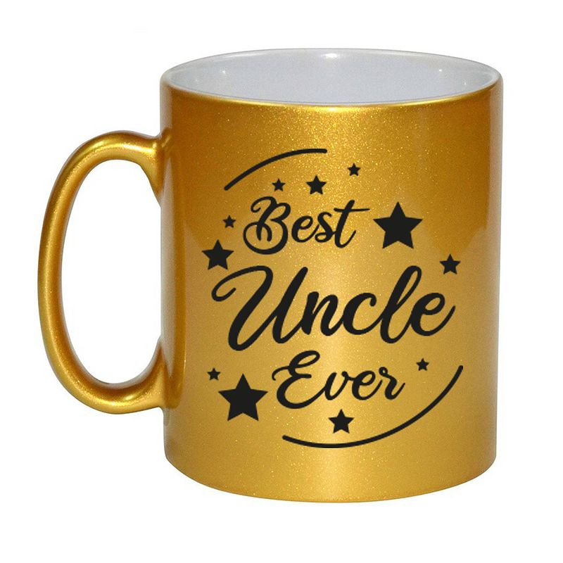 Foto van Gouden best uncle ever cadeau koffiemok / theebeker 330 ml - feest mokken