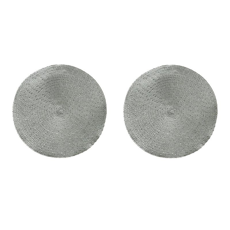 Foto van 6x stuks ronde placemats zilver 38 cm van kunststof - placemats