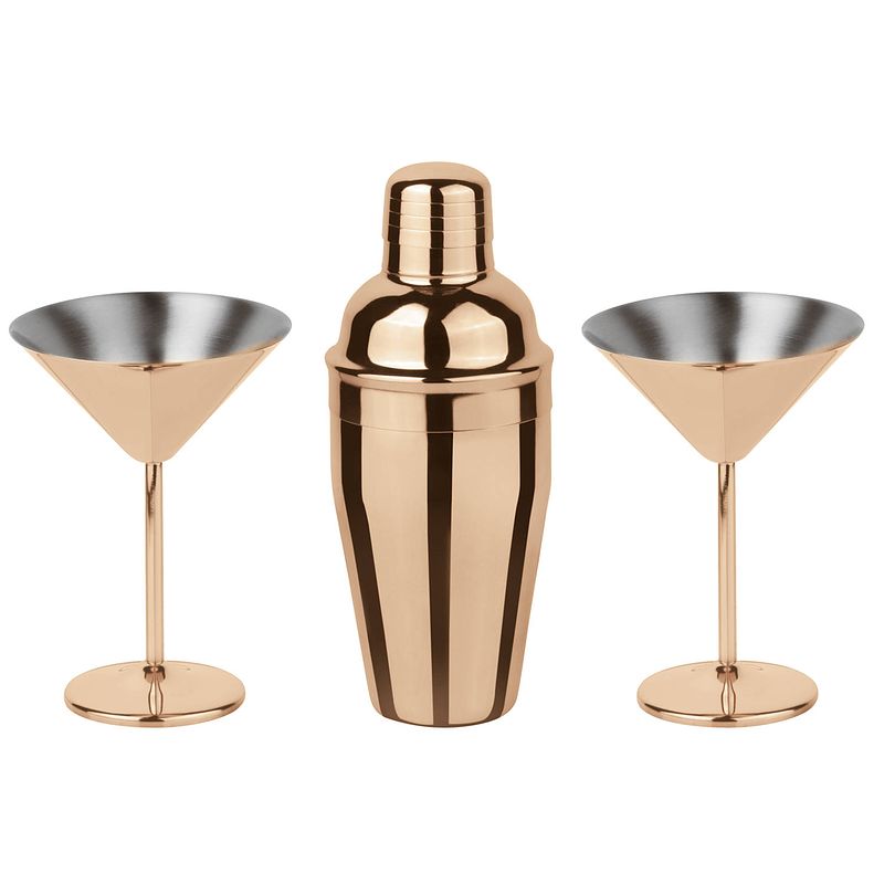 Foto van Paderno cocktailset paderno martini koper 3-delig