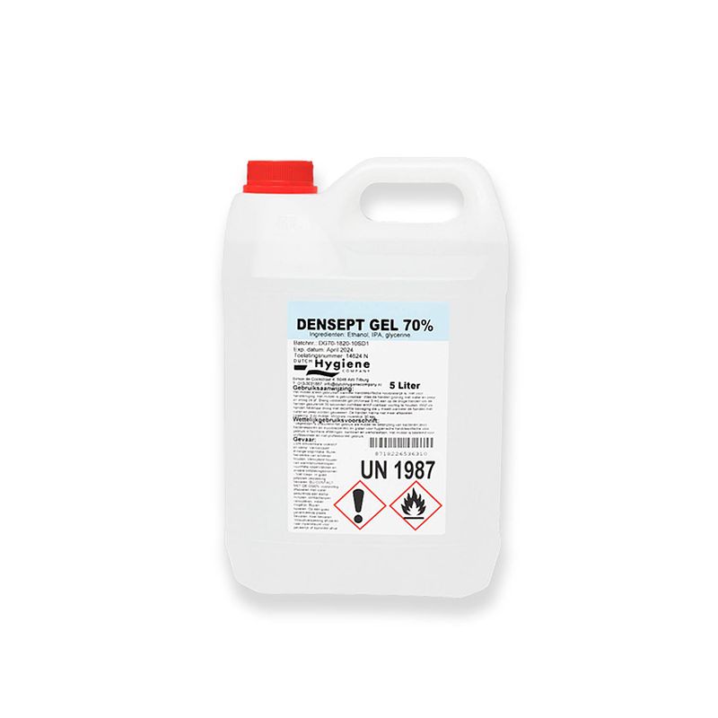 Foto van Densept 70% hand alcohol gel 5l