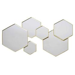 Foto van Wandspiegel honingraad vorm 7-in-1 metaal 57x35x2 cm - goud