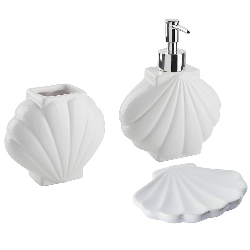 Foto van Beliani shell - badkameraccessoire set-wit-dolomiet