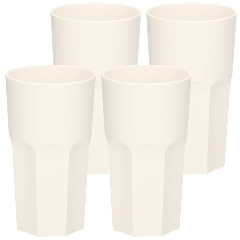 Foto van 4x stuks onbreekbaar retro glas wit kunststof 33 cl/330 ml - longdrinkglazen