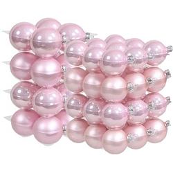 Foto van 52x stuks roze glazen kerstballen 6 en 8 cm mat/glans - kerstbal