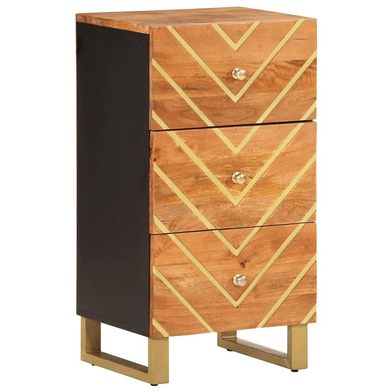 Foto van Vidaxl dressoir 40x33,5x75 cm massief mangohout bruin en zwart