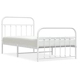 Foto van The living store bedframe classic - metalen - wit - 196x105x100 cm - robuuste constructie