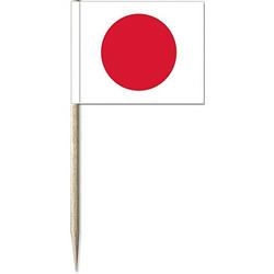 Foto van 100x vlaggetjes prikkers japan 8 cm hout/papier - cocktailprikkers