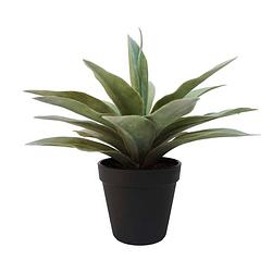 Foto van Kantoor kunstplant agave grijs in zwarte pot 19 cm - kunstplanten